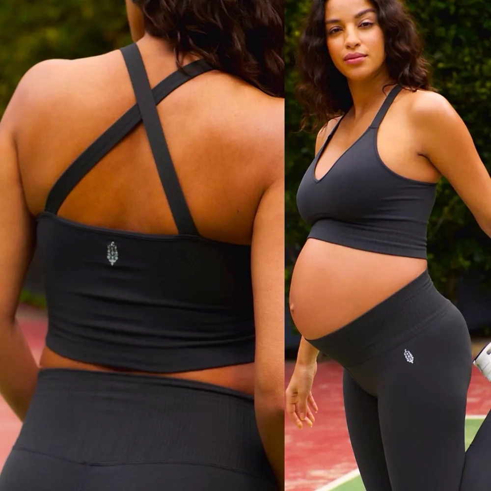 Free People Good Karma X Hatch Maternity Crop Top Women Color Obsidian Size M/L